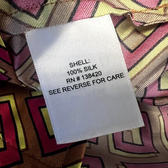 Per Se By Carlise Silk Button-down Blouse Modern Geometric Print  Size 6 - Picture 7 of 8